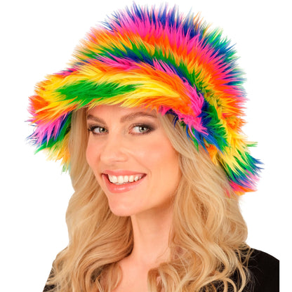 Widmann Regenbogen Plüsch Anglerhut Fischerhut für Fasnacht und Karneval – Anwendungsansicht