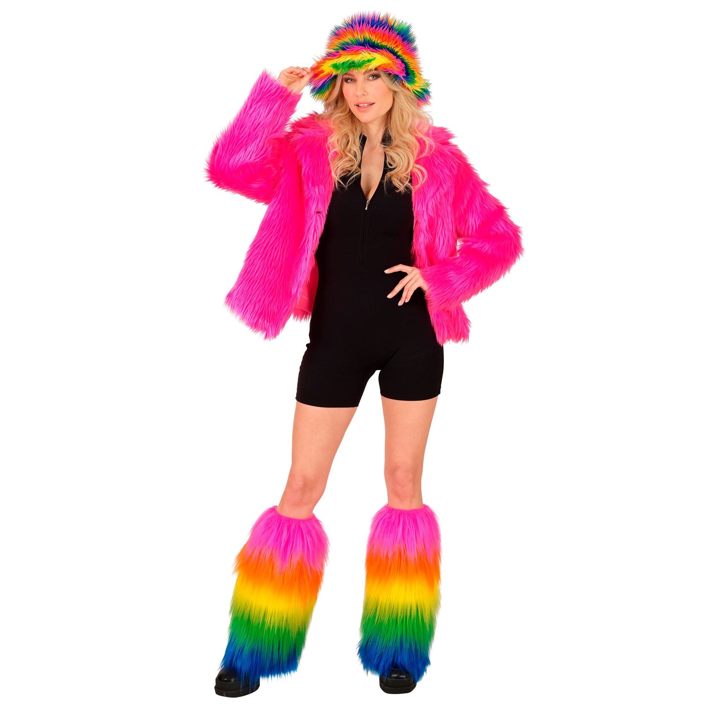Widmann Regenbogen Plüsch Beinstulpen Legwarmers – Seitenansicht