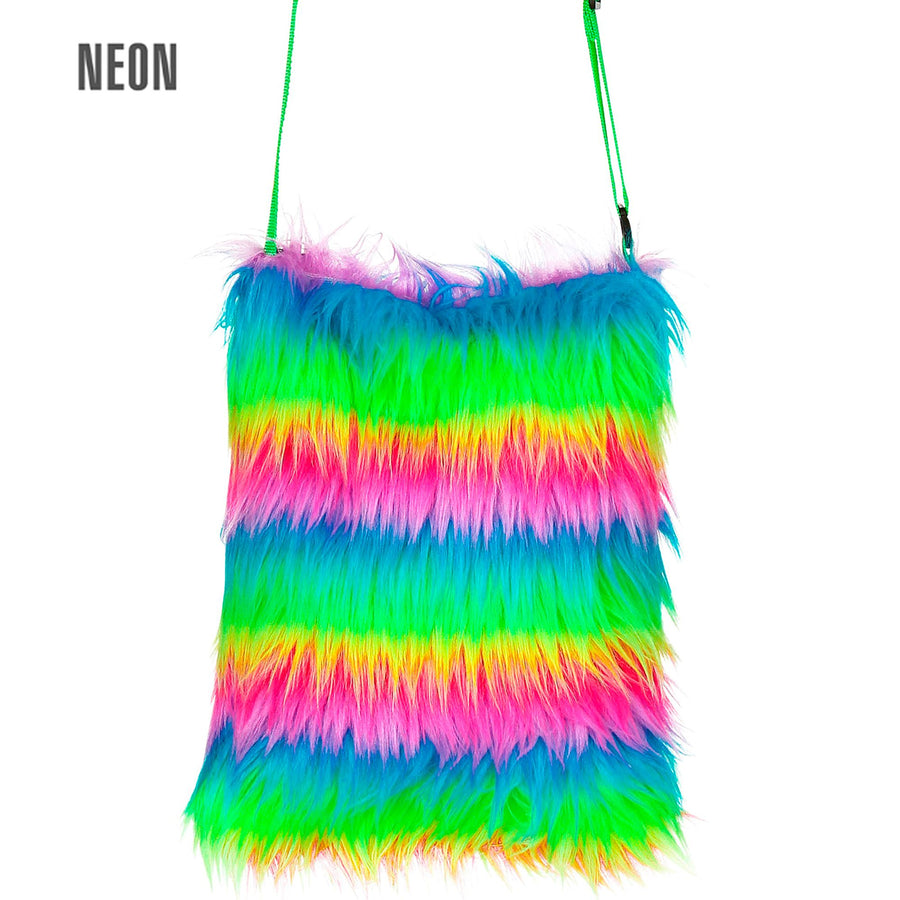 "REGENBOGEN PLÜSCH HANDTASCHE" – Vorderansicht