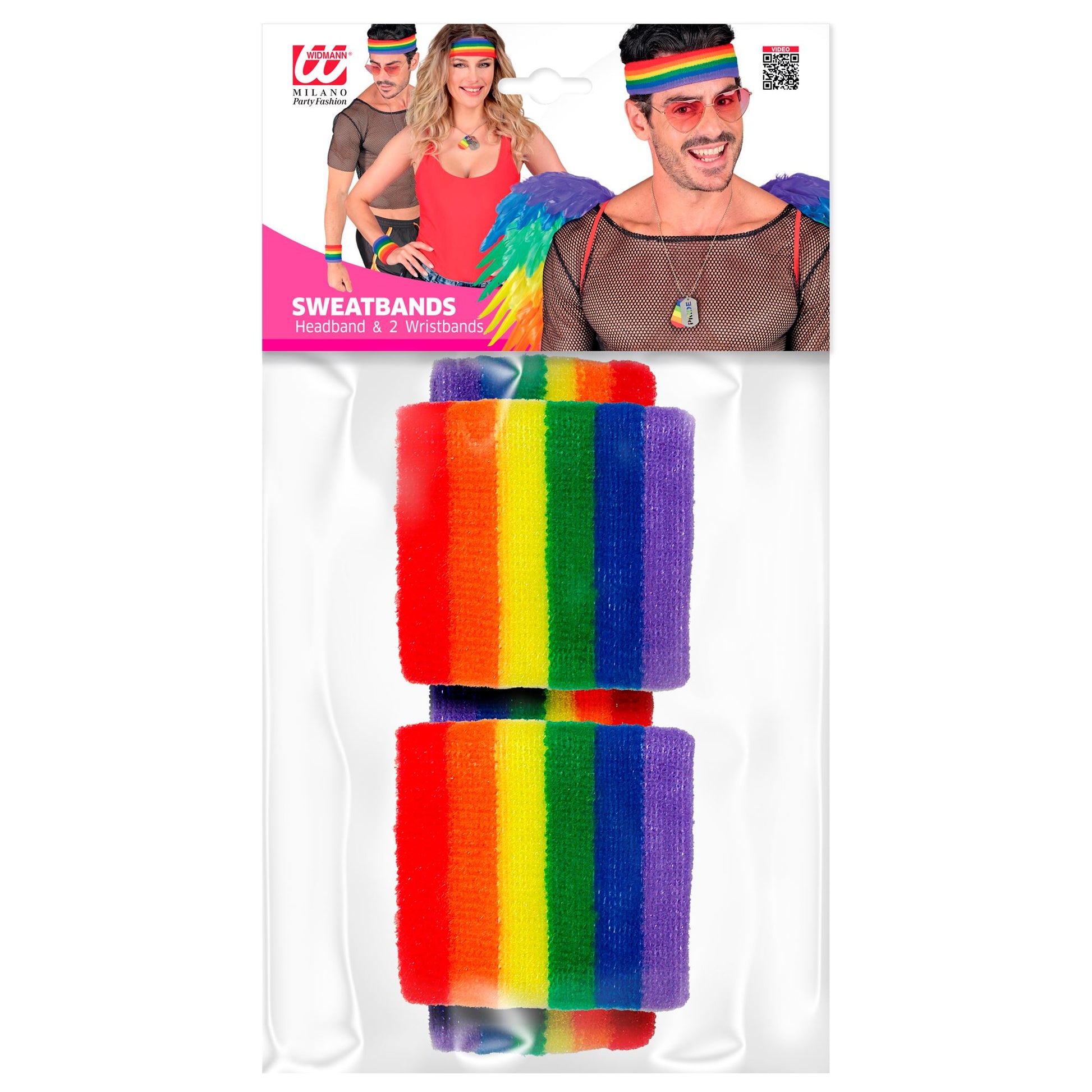 "REGENBOGEN SCHWEIßBÄNDER" (Stirnband und 2 Armbänder) – Detailansicht