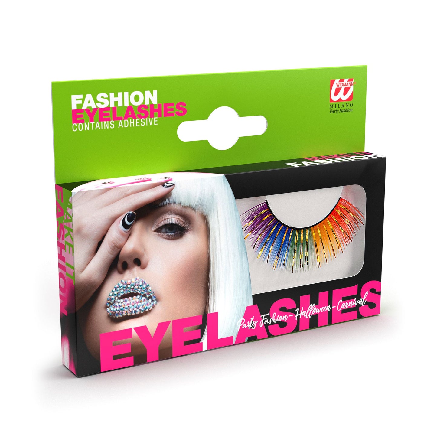 "REGENBOGEN WIMPERN" mit Klebstofftube – Vorderansicht