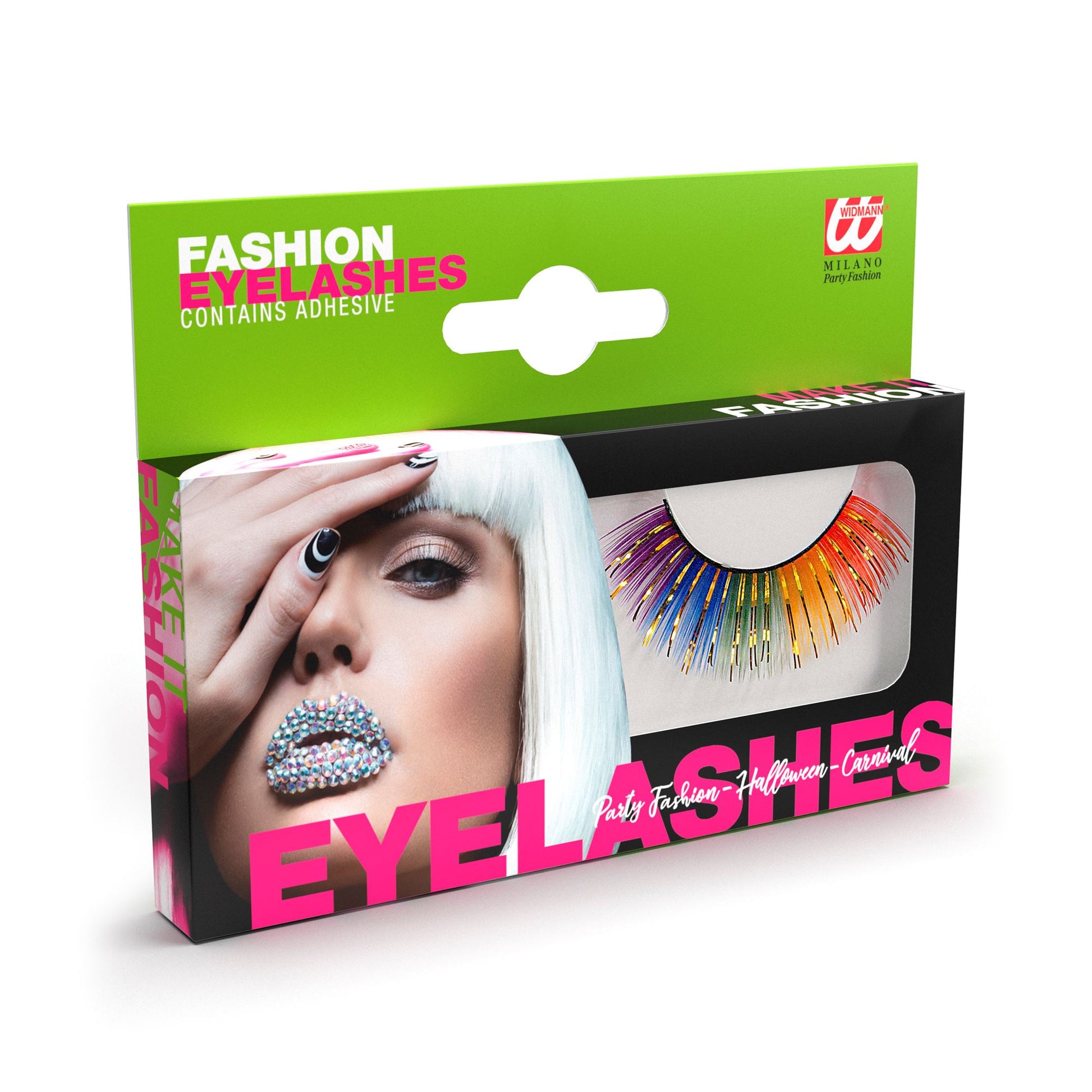 "REGENBOGEN WIMPERN" mit Klebstofftube – Vorderansicht