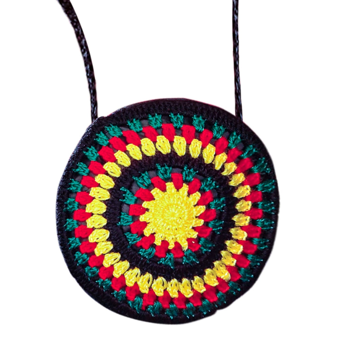 "REGGAE/RASTA HÄKELHANDTASCHE" – Vorderansicht