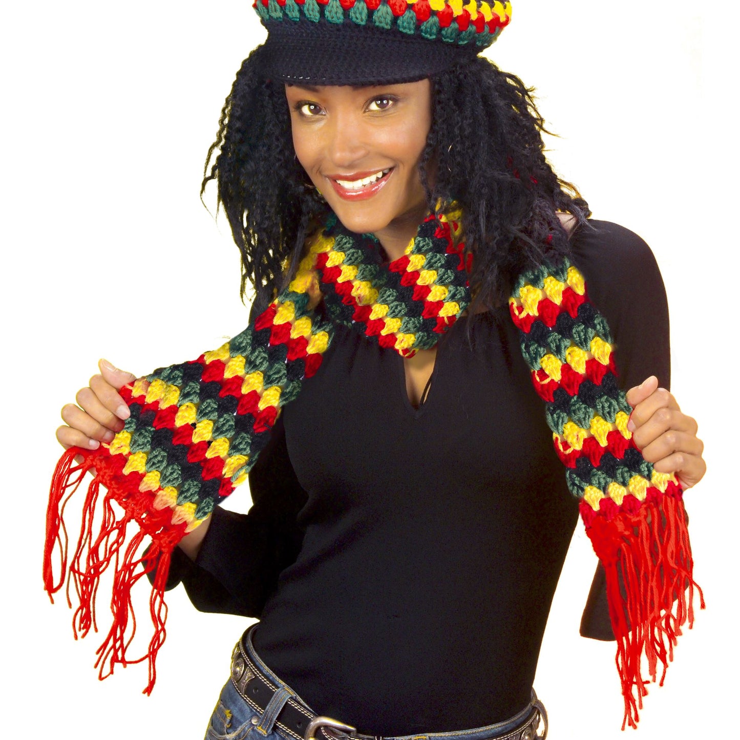 "REGGAE/RASTA SCHAL" – Vorderansicht