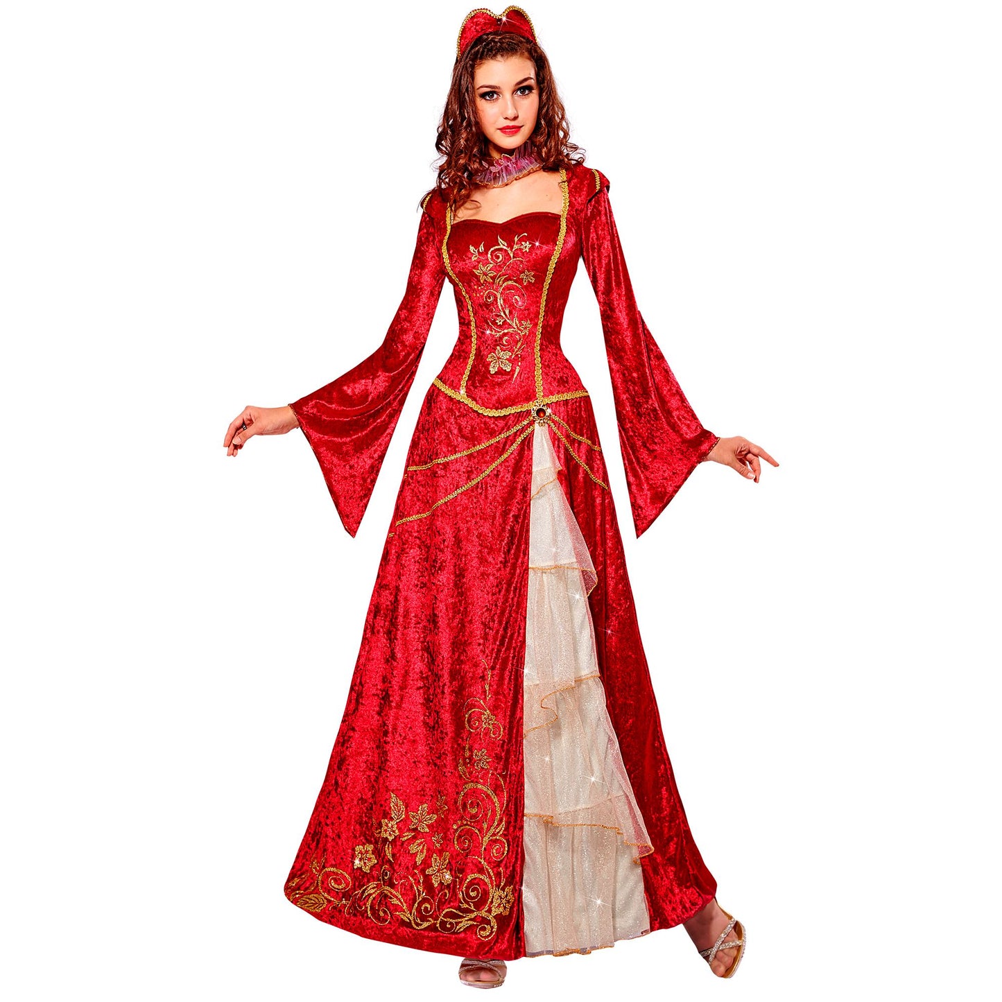 "RENAISSANCE PRINZESSIN" (Kleid, Halskrause, Kopfschmuck) – Vorderansicht