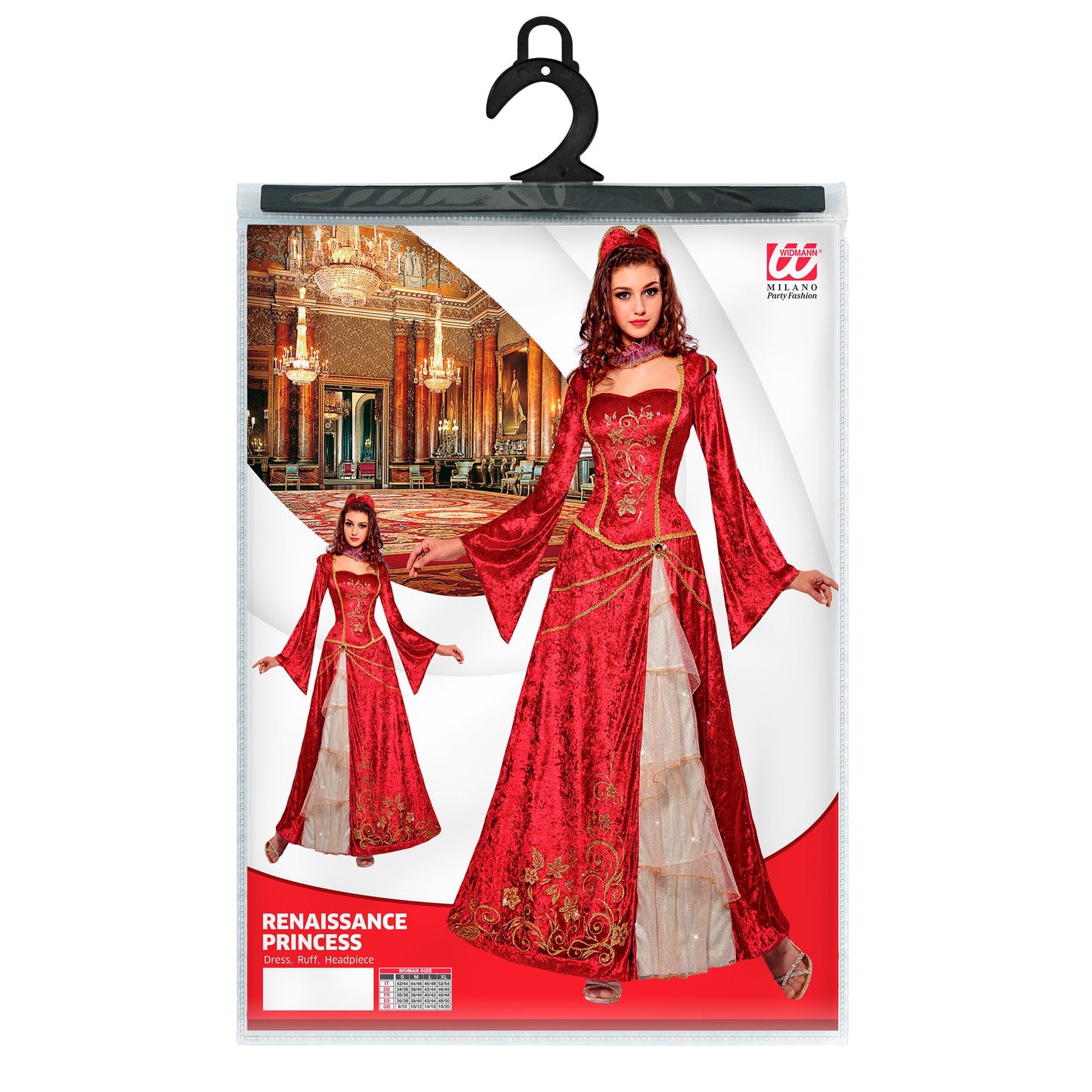 "RENAISSANCE PRINZESSIN" (Kleid, Halskrause, Kopfschmuck) – Detailansicht