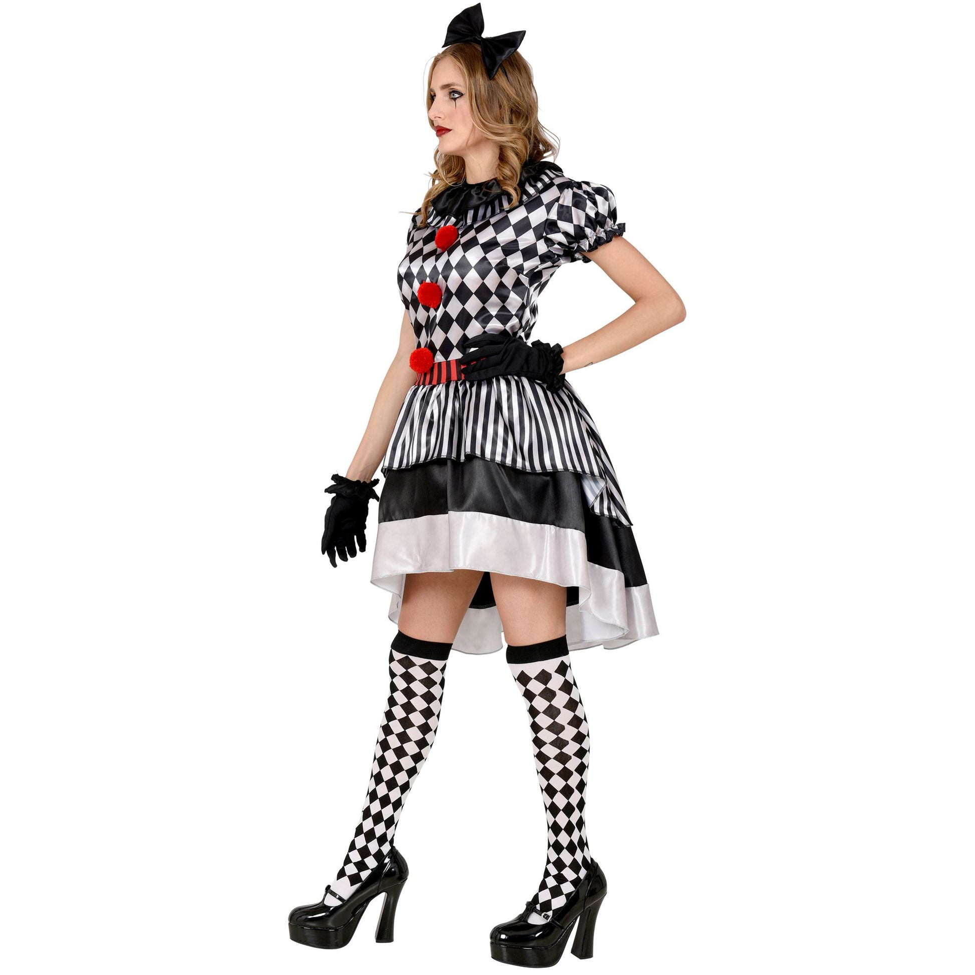 "RETRO CLOWN" (Kleid mit Clownkragen, Haarschleife, Handschuhe) – Ansicht 3