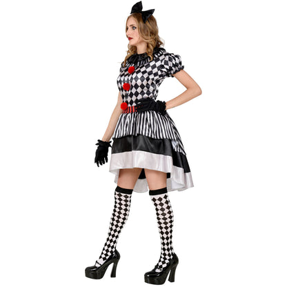 "RETRO CLOWN" (Kleid mit Clownkragen, Haarschleife, Handschuhe) – Ansicht 3