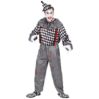 "RETRO CLOWN" (Overall mit Clownkragen und Hosenträgern, Kopfbedeckung) – Detailansicht