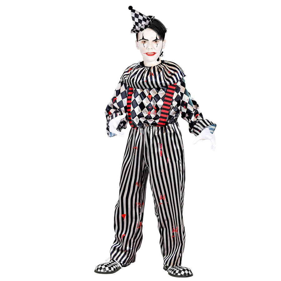 "RETRO CLOWN" (Overall mit Clownkragen und Hosenträgern, Kopfbedeckung) – Detailansicht