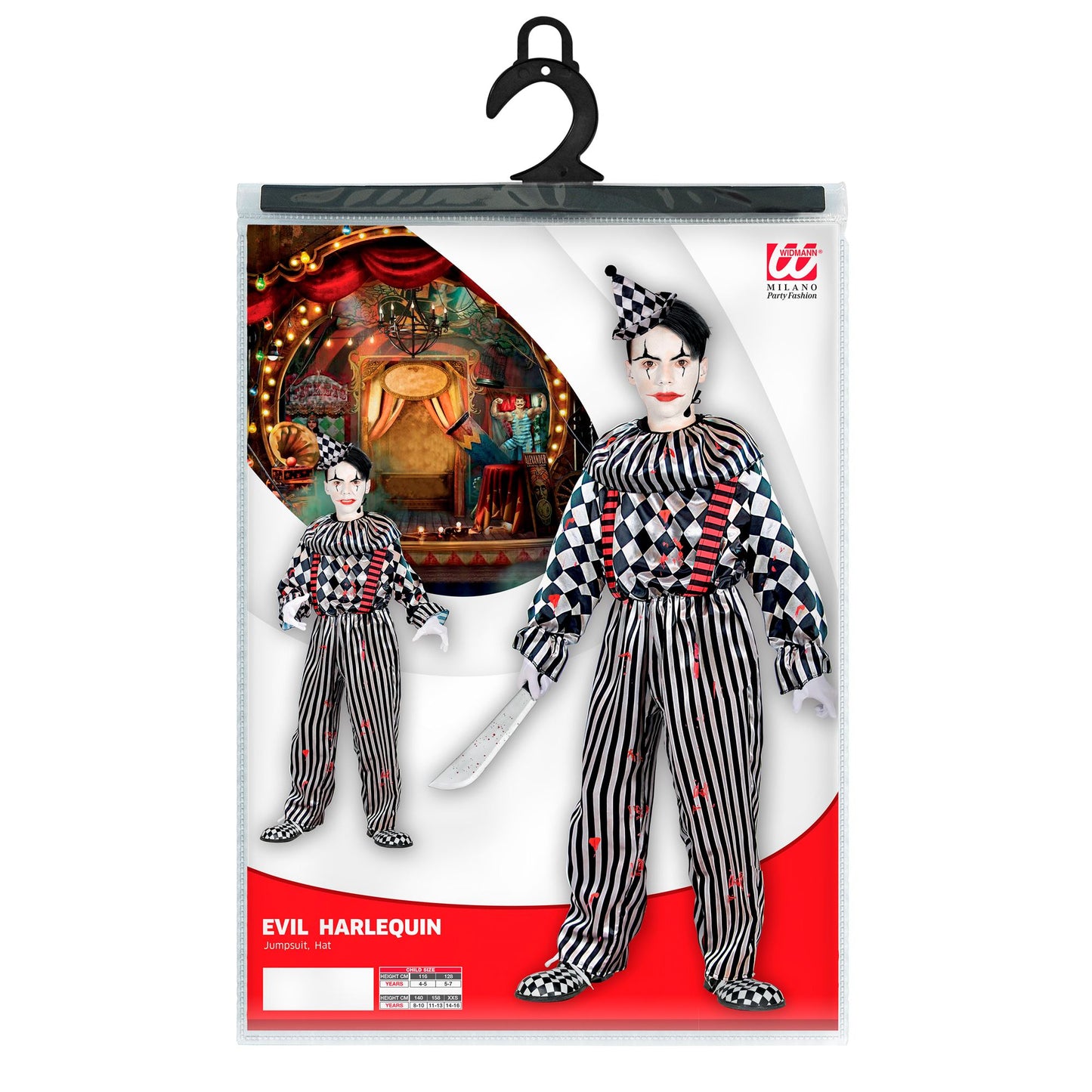 "RETRO CLOWN" (Overall mit Clownkragen und Hosenträgern, Kopfbedeckung) – Ansicht 3