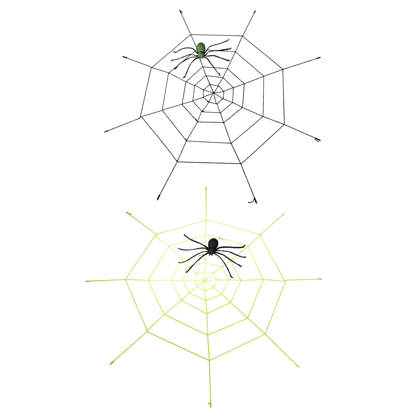 "RIESIGES SPINNENNETZ AUS CHENILLE MIT FARBWECHSELNDER LEUCHTENDER SPINNE" 220 cm sortiert in 2 Farben – Detailansicht