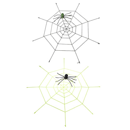 "RIESIGES SPINNENNETZ AUS CHENILLE MIT FARBWECHSELNDER LEUCHTENDER SPINNE" 220 cm sortiert in 2 Farben – Detailansicht