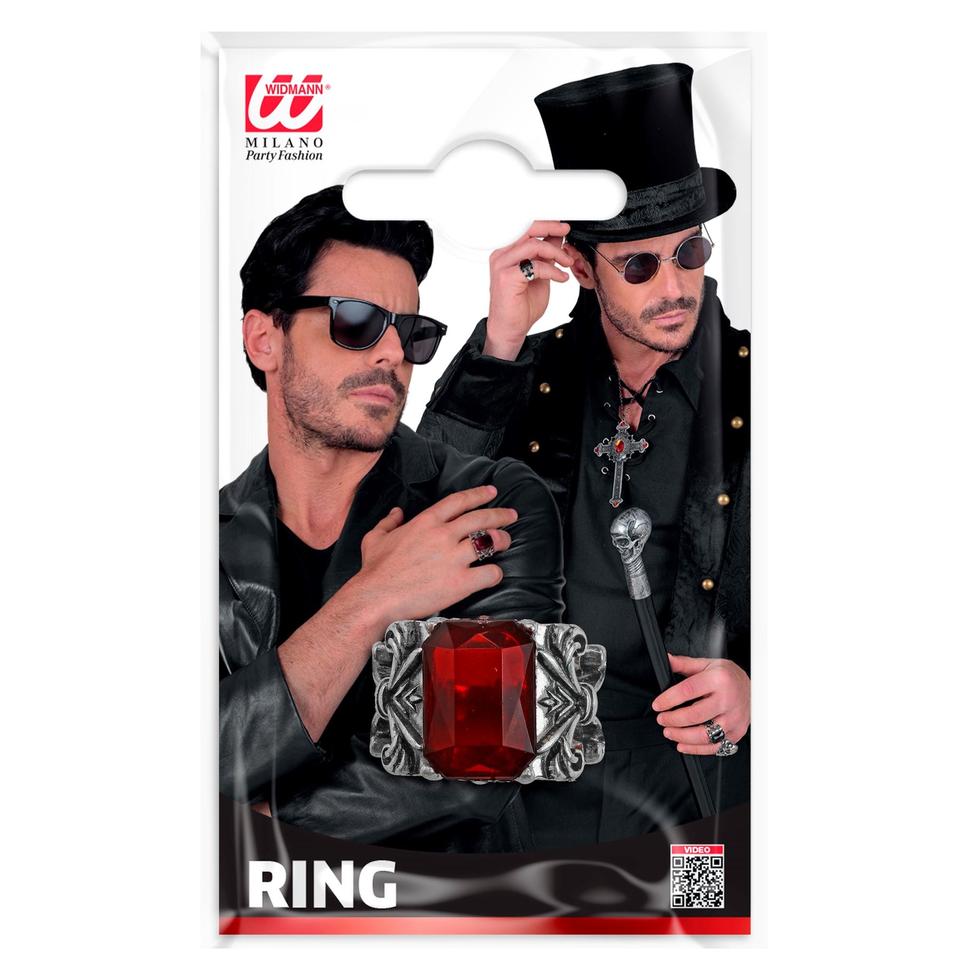 "RING GOTISCHER VAMPIR MIT ROTEM EDELSTEIN" – Detailansicht