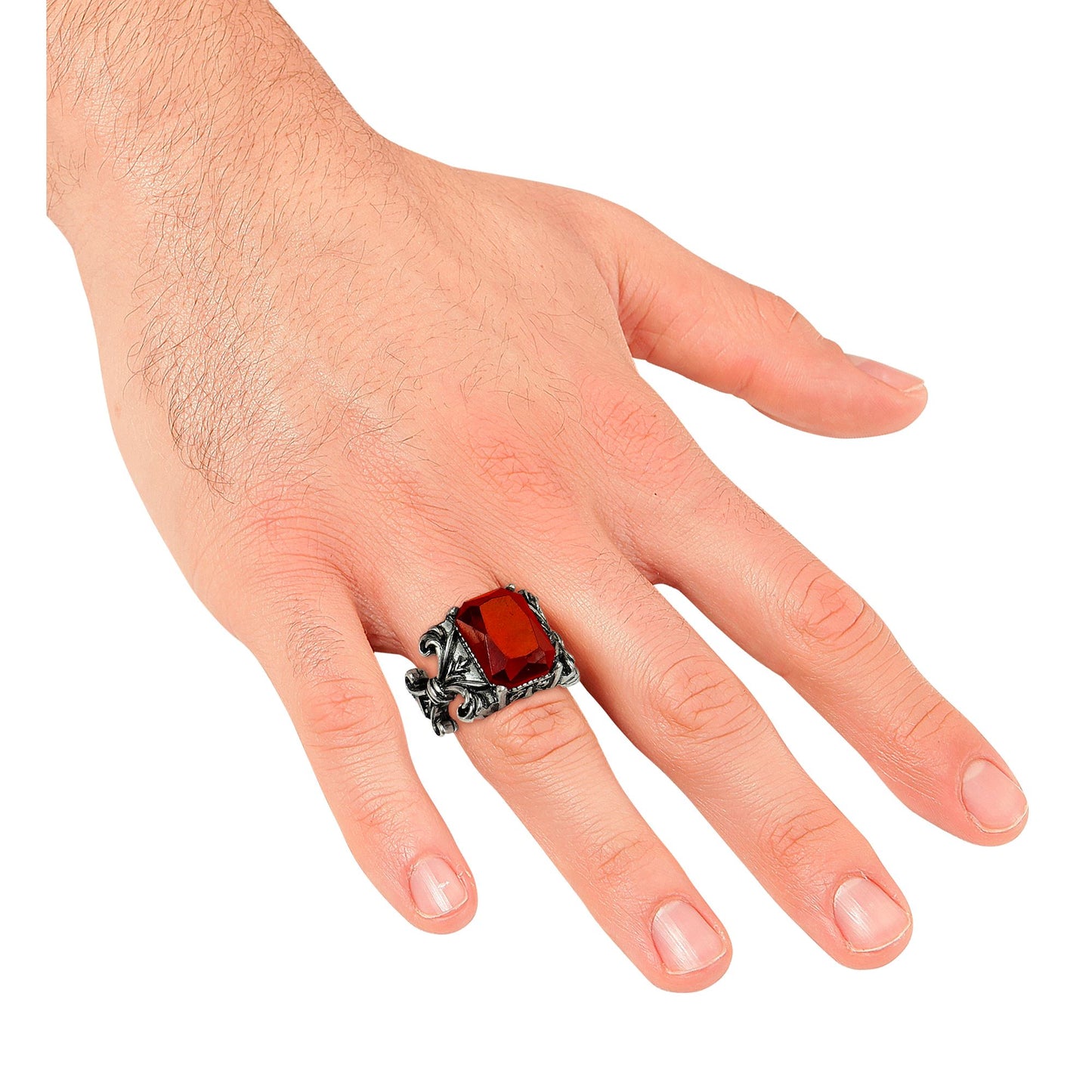 "RING GOTISCHER VAMPIR MIT ROTEM EDELSTEIN" – Ansicht 3