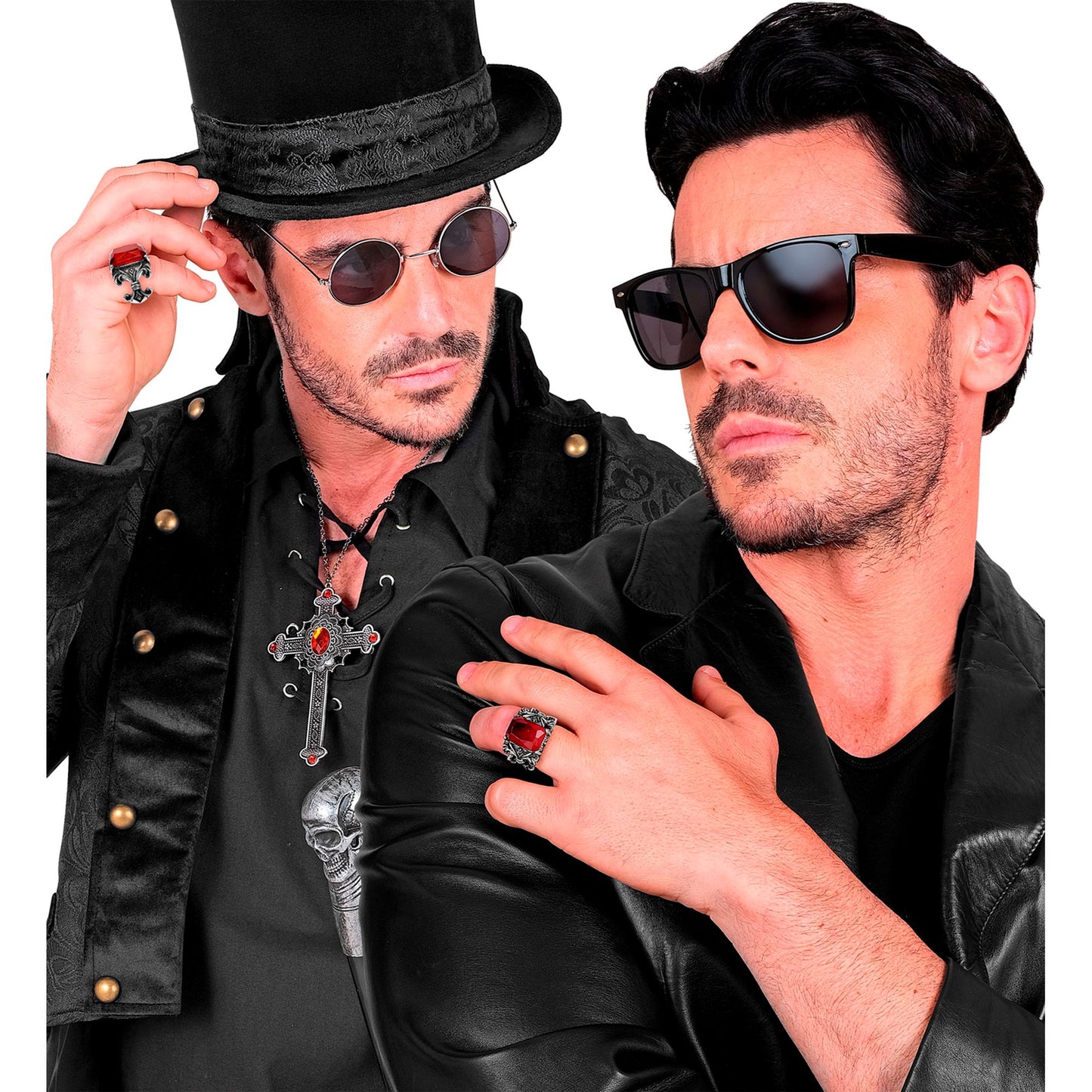 "RING GOTISCHER VAMPIR MIT ROTEM EDELSTEIN" – Ansicht 4