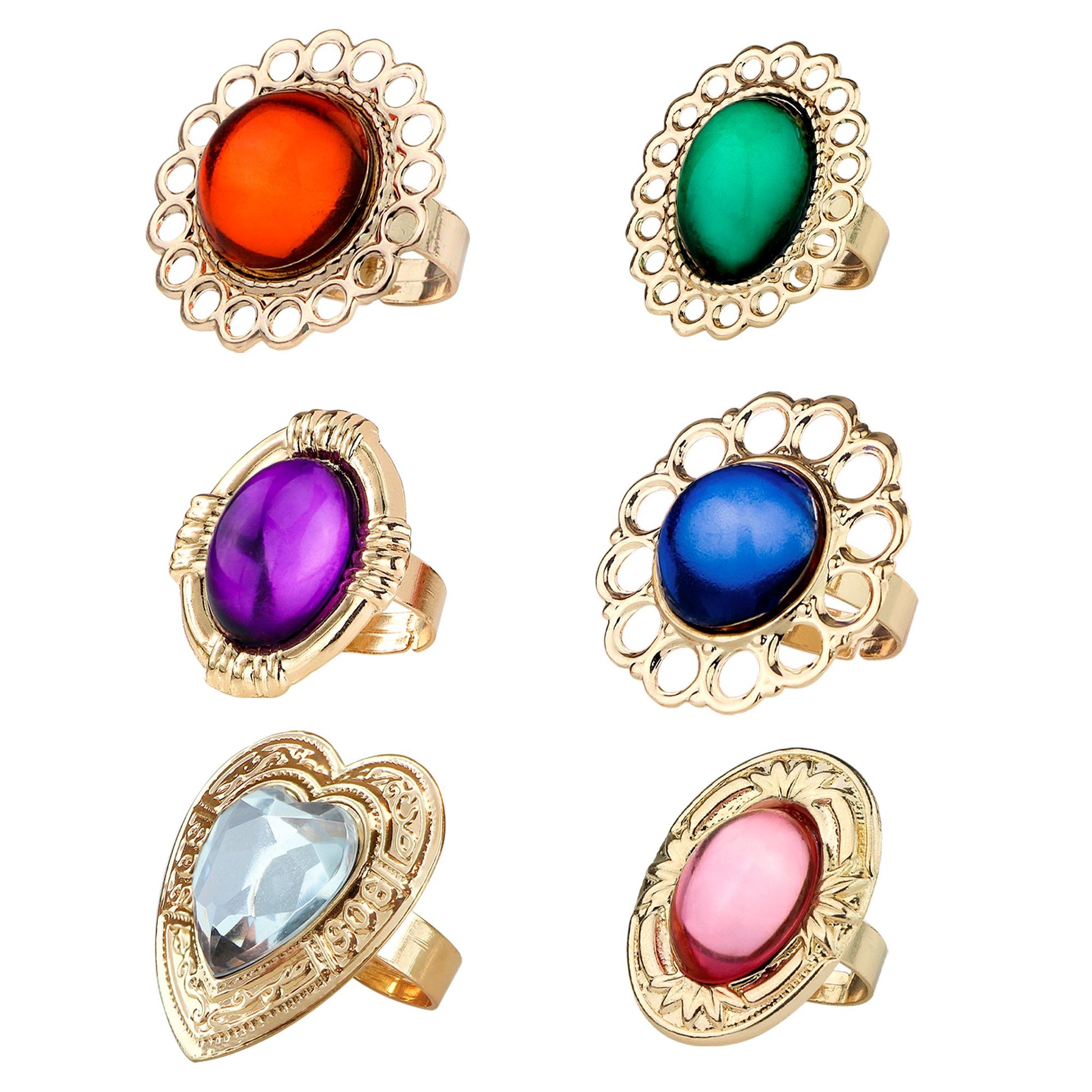 "RING MIT EDELSTEIN" sort. in 6 Modellen und Farben - in Box – Vorderansicht
