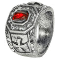 "RING MIT STRASS & ROTEM EDELSTEIN" – Vorderansicht