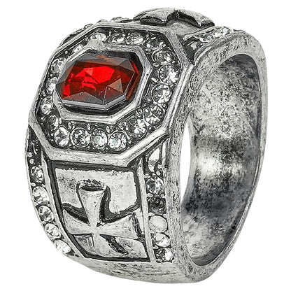 "RING MIT STRASS & ROTEM EDELSTEIN" – Vorderansicht