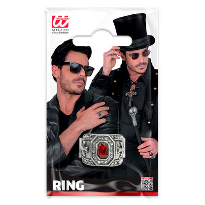 "RING MIT STRASS & ROTEM EDELSTEIN" – Detailansicht