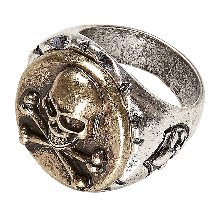 "RING MIT TOTENKOPF UND GEKREUZTENKNOCHEN" – Vorderansicht