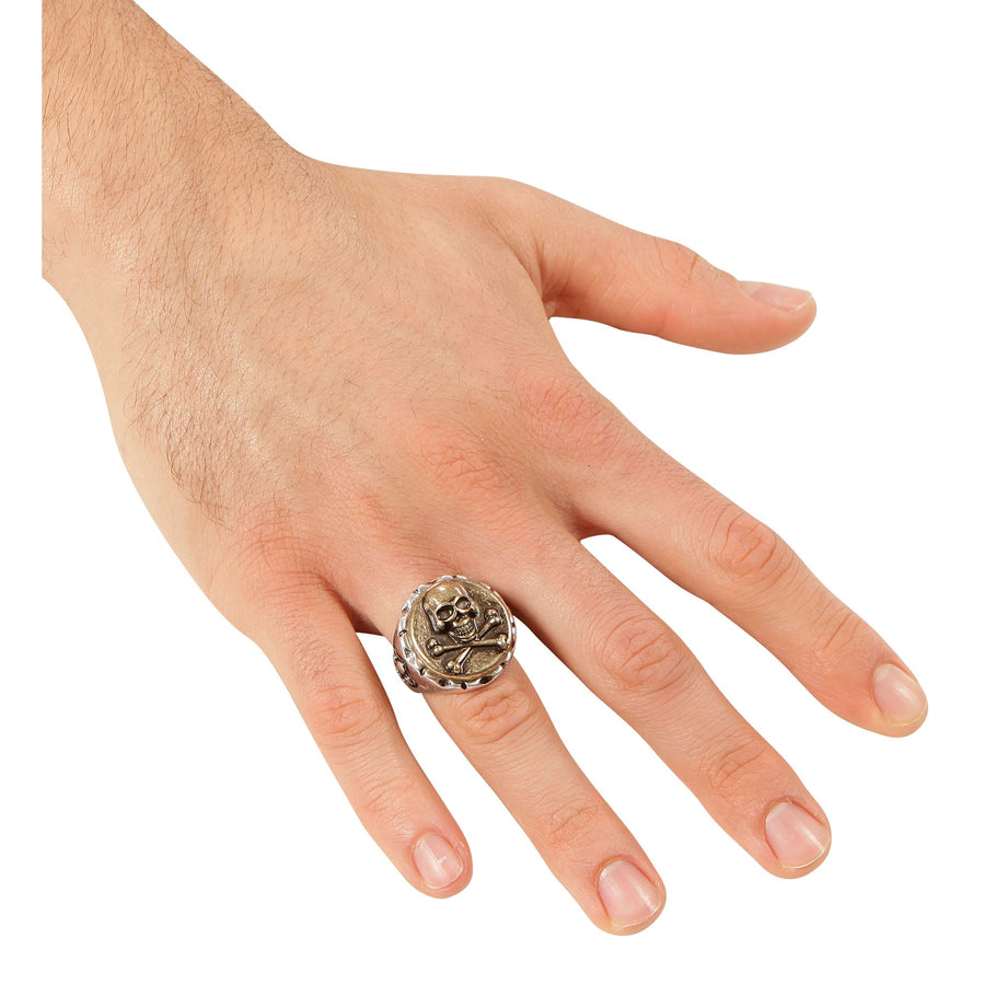 "RING MIT TOTENKOPF UND GEKREUZTENKNOCHEN" – Detailansicht