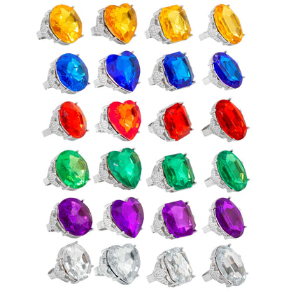 "RINGE MIT FARBIGEM EDELSTEIN" in Displaybox - sort. In 4 Modellen und 6 Farben – Detailansicht