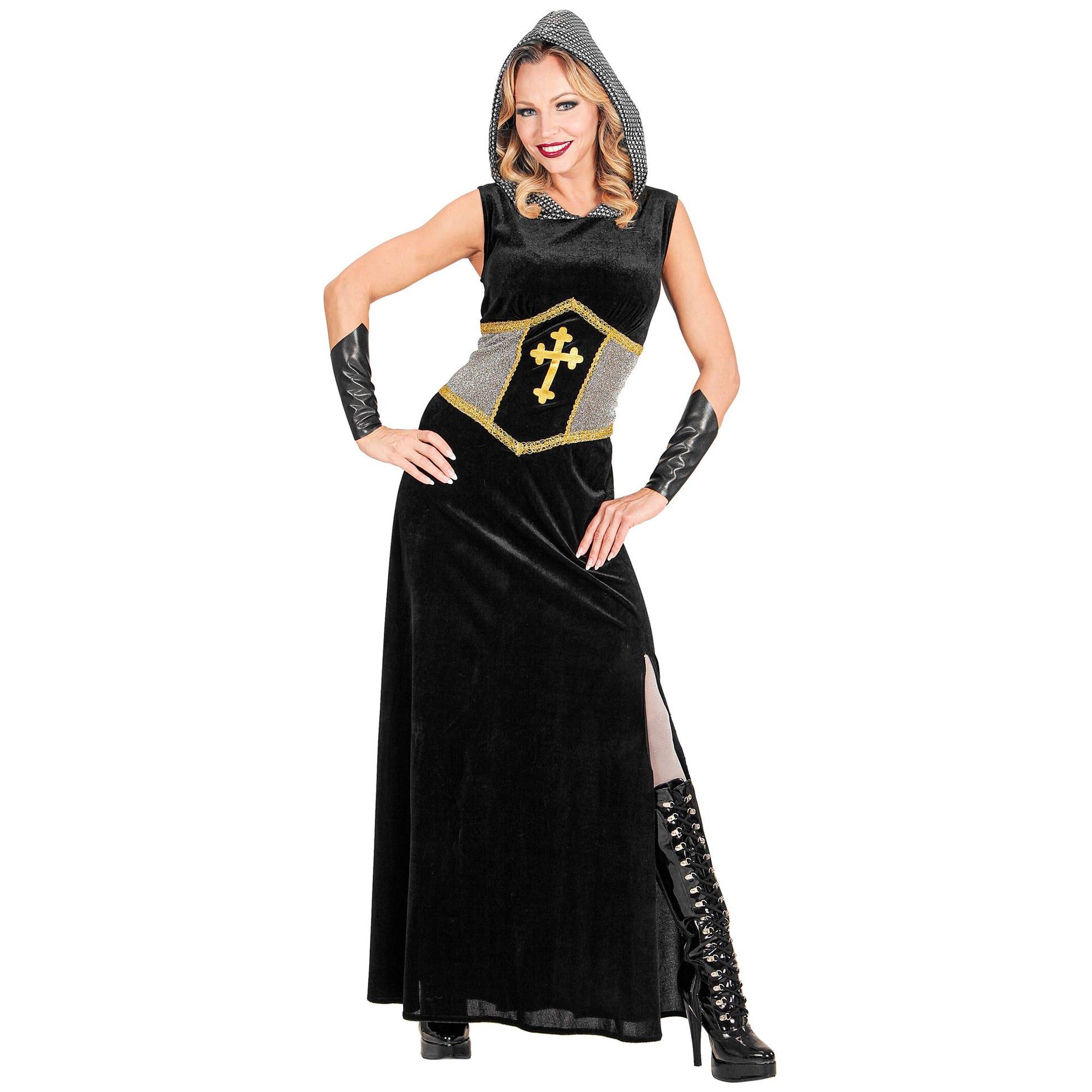"RITTER" (Kleid mit Kapuze, Armstulpen) – Detailansicht