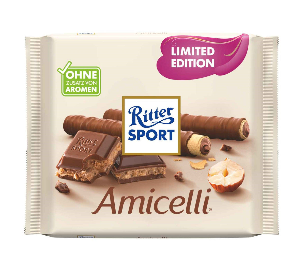 Ritter Sport Amicelli 100 g Vollmilchschokolade mit Haselnusscreme und Waffelstückchen