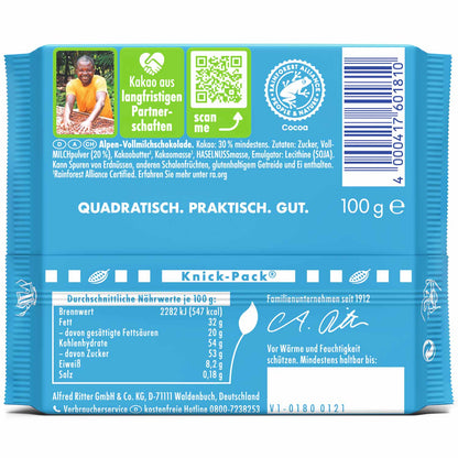 Ritter Sport Alpenmilch 100g Milchschokolade – Detailansicht