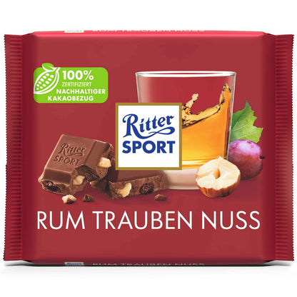 Ritter Sport Rum Trauben Nuss Vollmilchschokolade 100 g