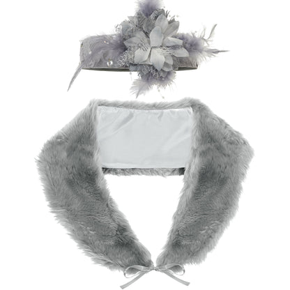 "ROARING 20s FLAPPER" (Stola aus Kunstpelz, Kopfschmuck mit Pailletten & Federn) – Vorderansicht