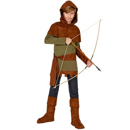 "ROBIN OF SHERWOOD" (Oberteil, Armschoner, Schulterumhang mit Kapuze, Gürtel, Stiefelüberzieher) – Vorderansicht