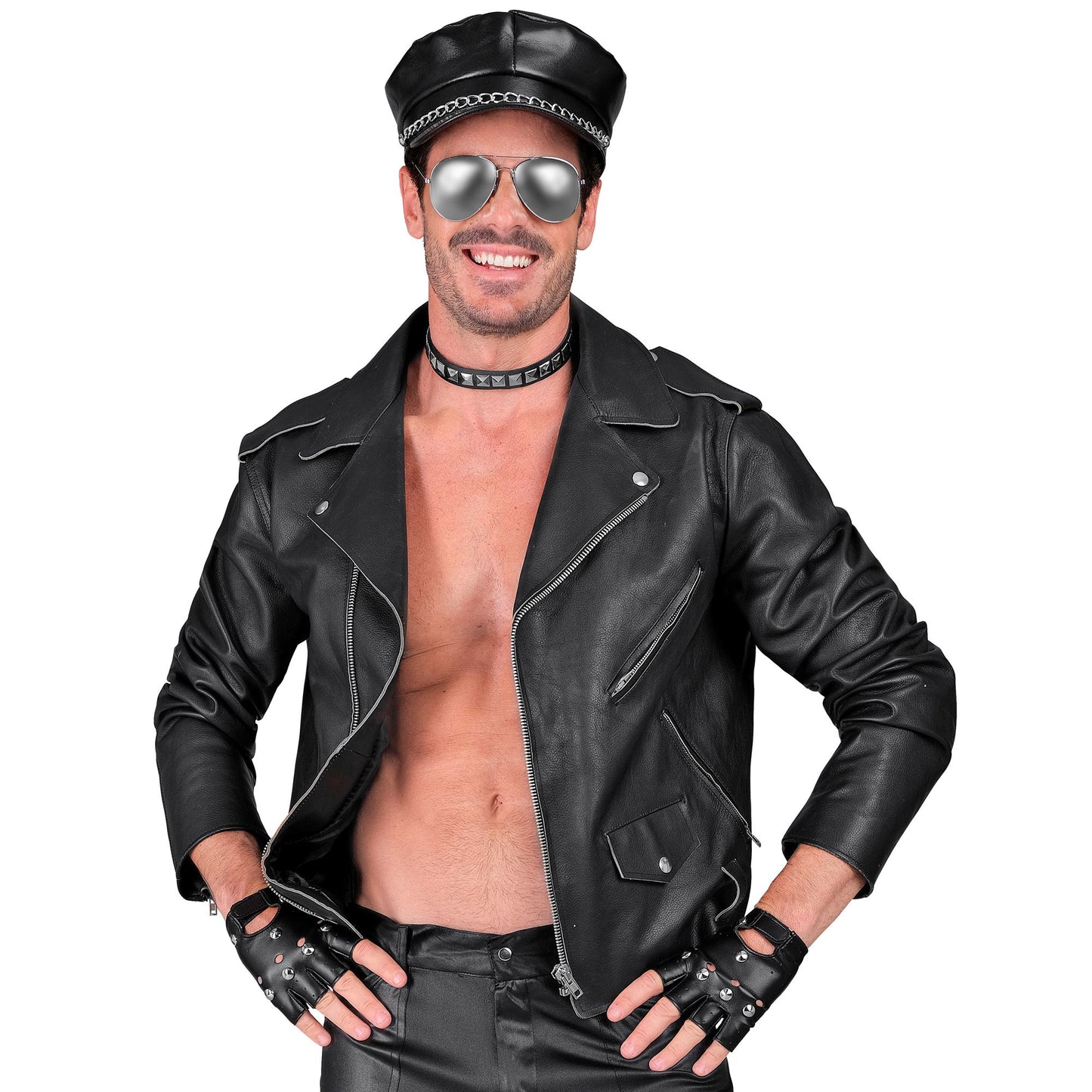 "ROCKER/BIKER SET" (Mütze, Halsband, Handschuhe, Brille) – Ansicht 4