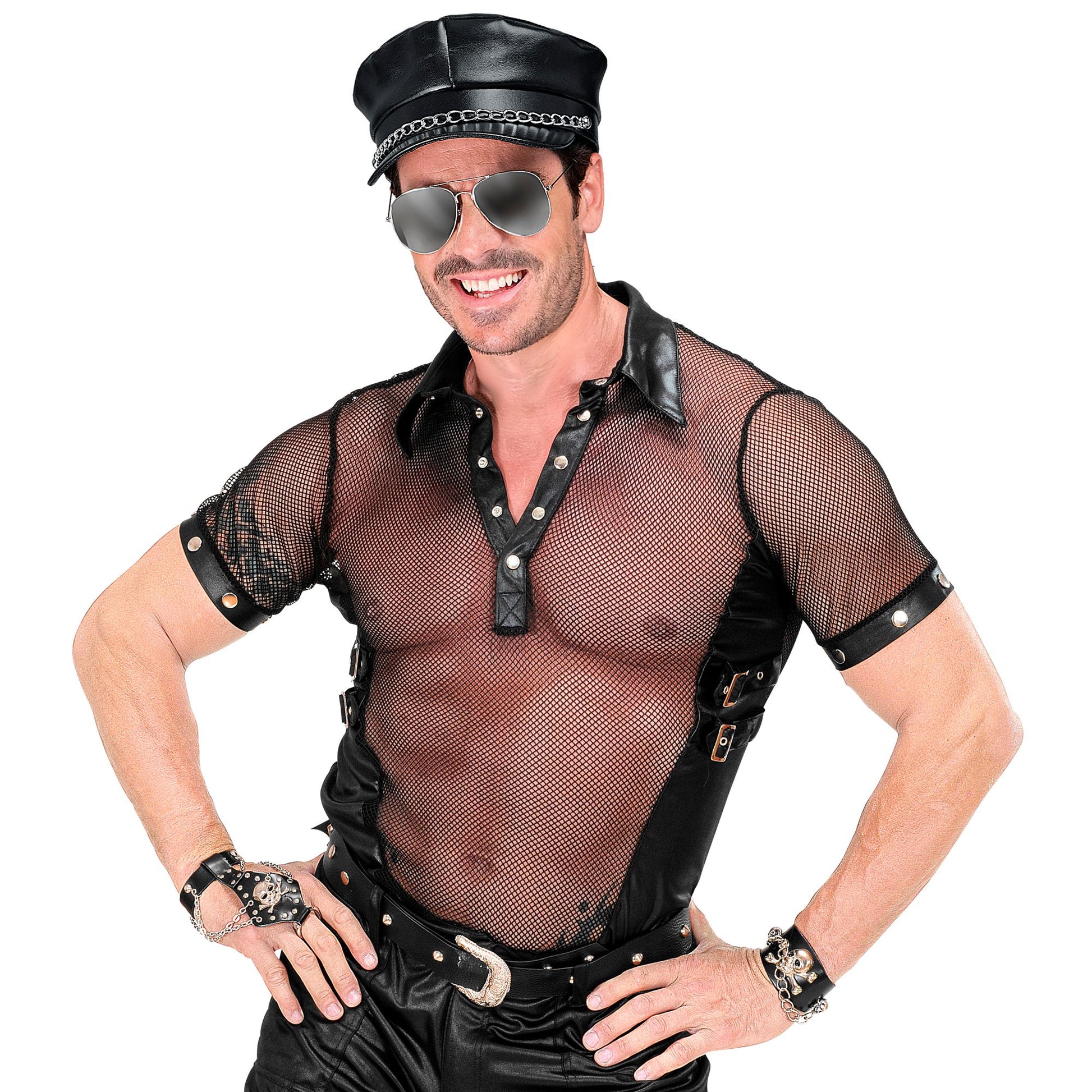 "ROCKER T-SHIRT" Kunstleder – Detailansicht