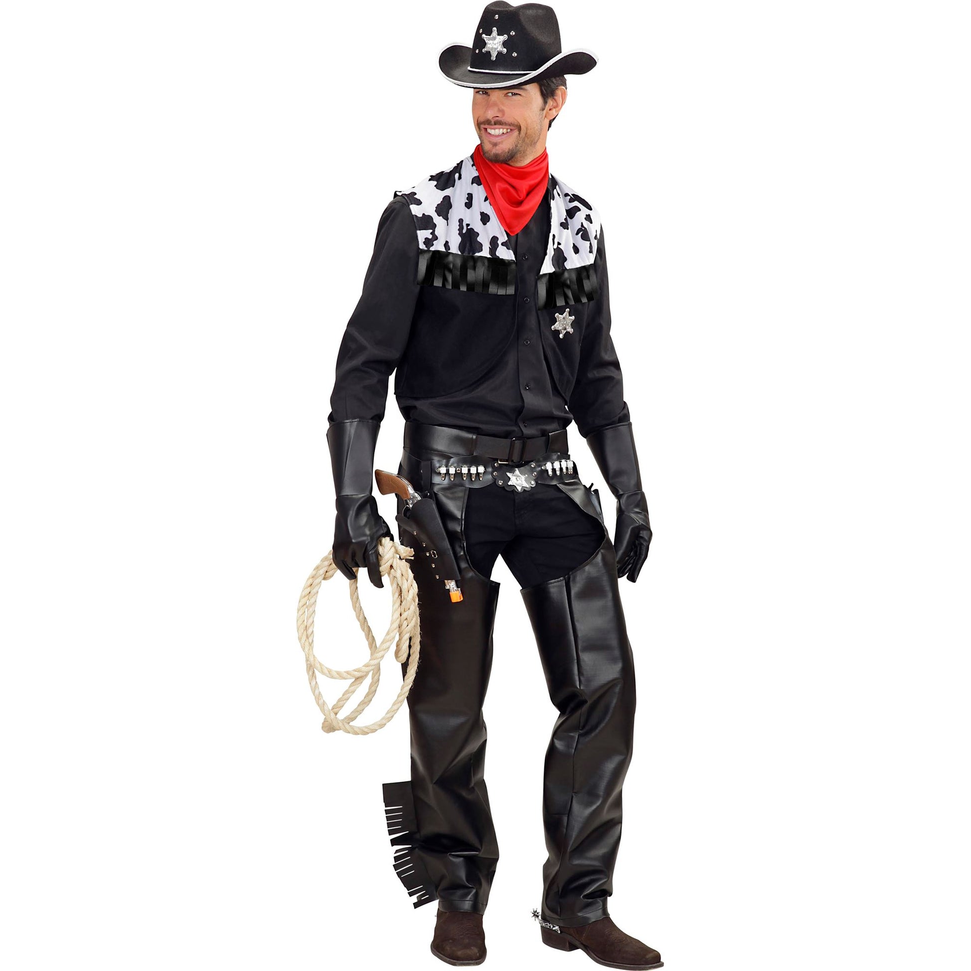 "RODEO COWBOY" (Weste, Chaps, Gürtel, Bandana) – Vorderansicht