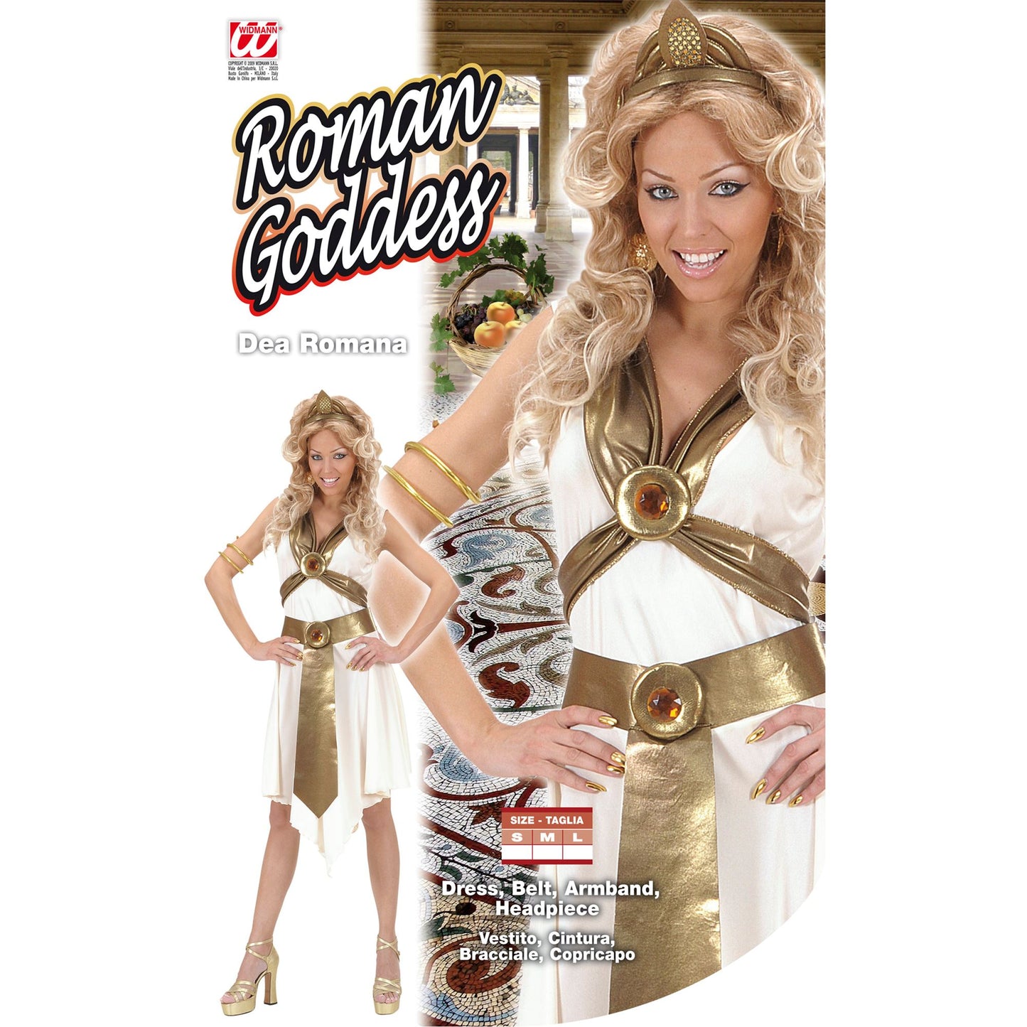 "RÖMISCHE GÖTTIN" (Kleid, Gürtel, Armband, Kopfbedeckung) – Detailansicht