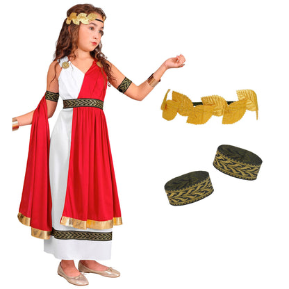 "RÖMISCHE KAISERIN" (Kleid mit Umhang, Armbändern, Lorbeerkranz) – Detailansicht