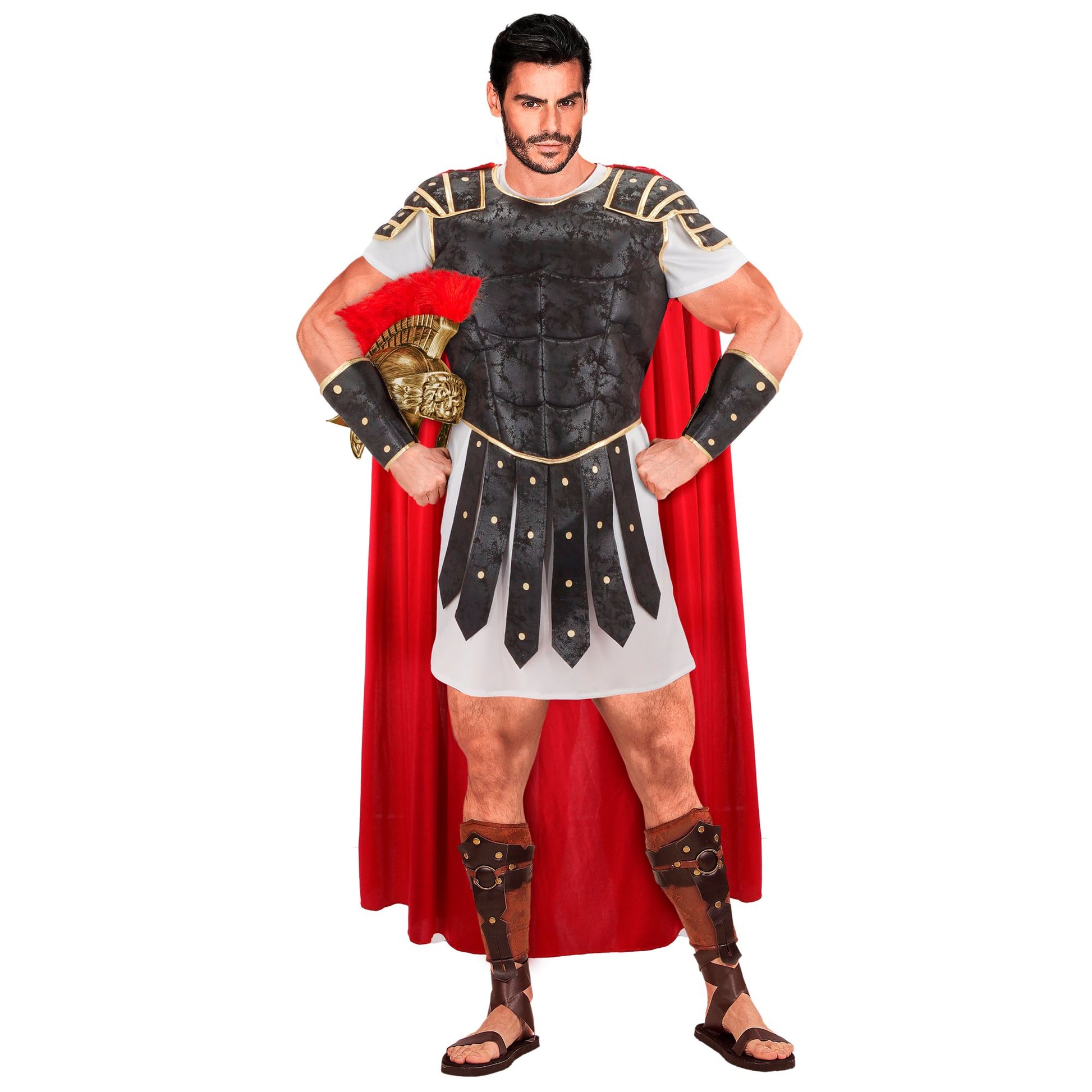 "RÖMISCHER CENTURIO" (Tunika, Rüstung mit Umhang, Armschoner) – Vorderansicht