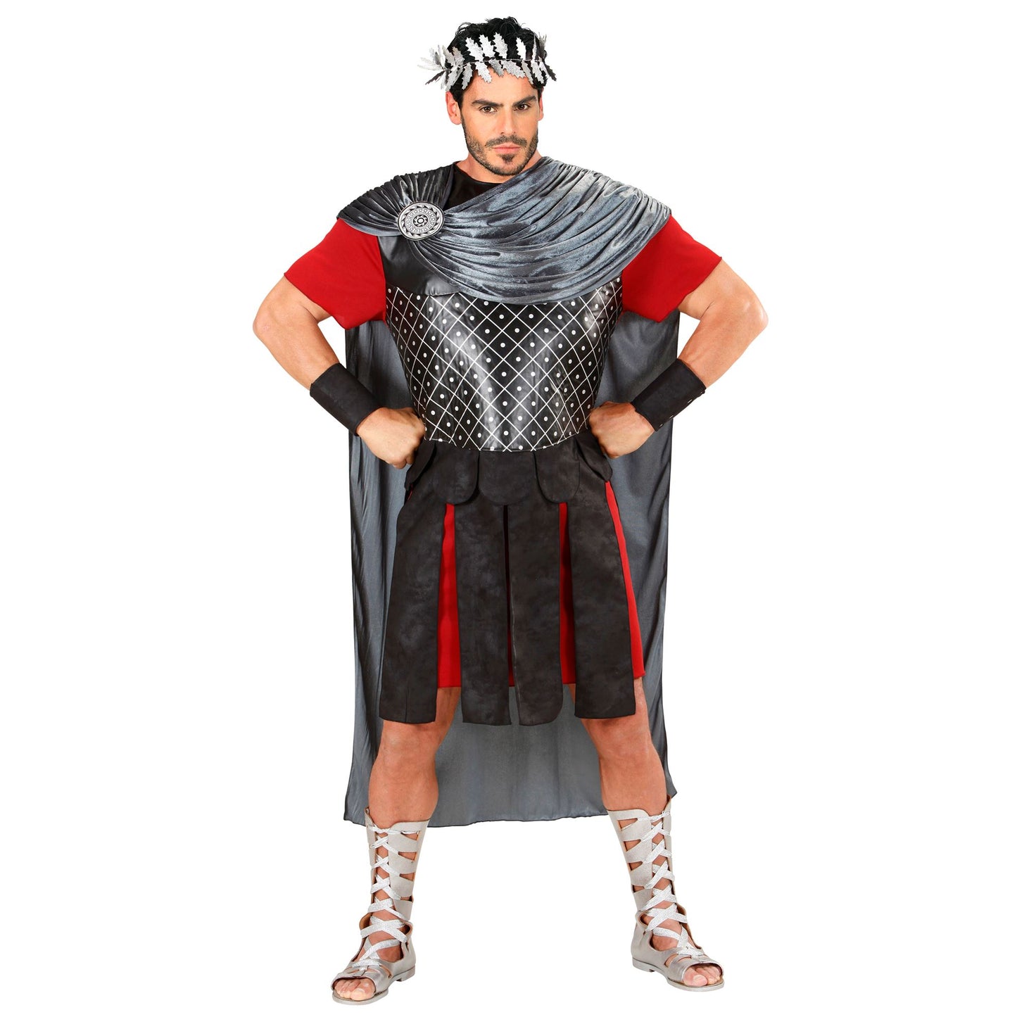 "RÖMISCHER KAISER" (Tunika mit Tuch, Umhang und Rock, Armbänder, Loorberkranz) – Detailansicht