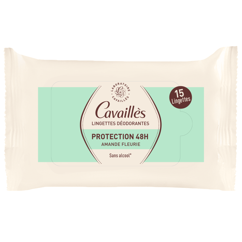 Roge Cavailles, Deodorant Wipes, 48h Protection, Antitranspirant, Unisex, 15 stk