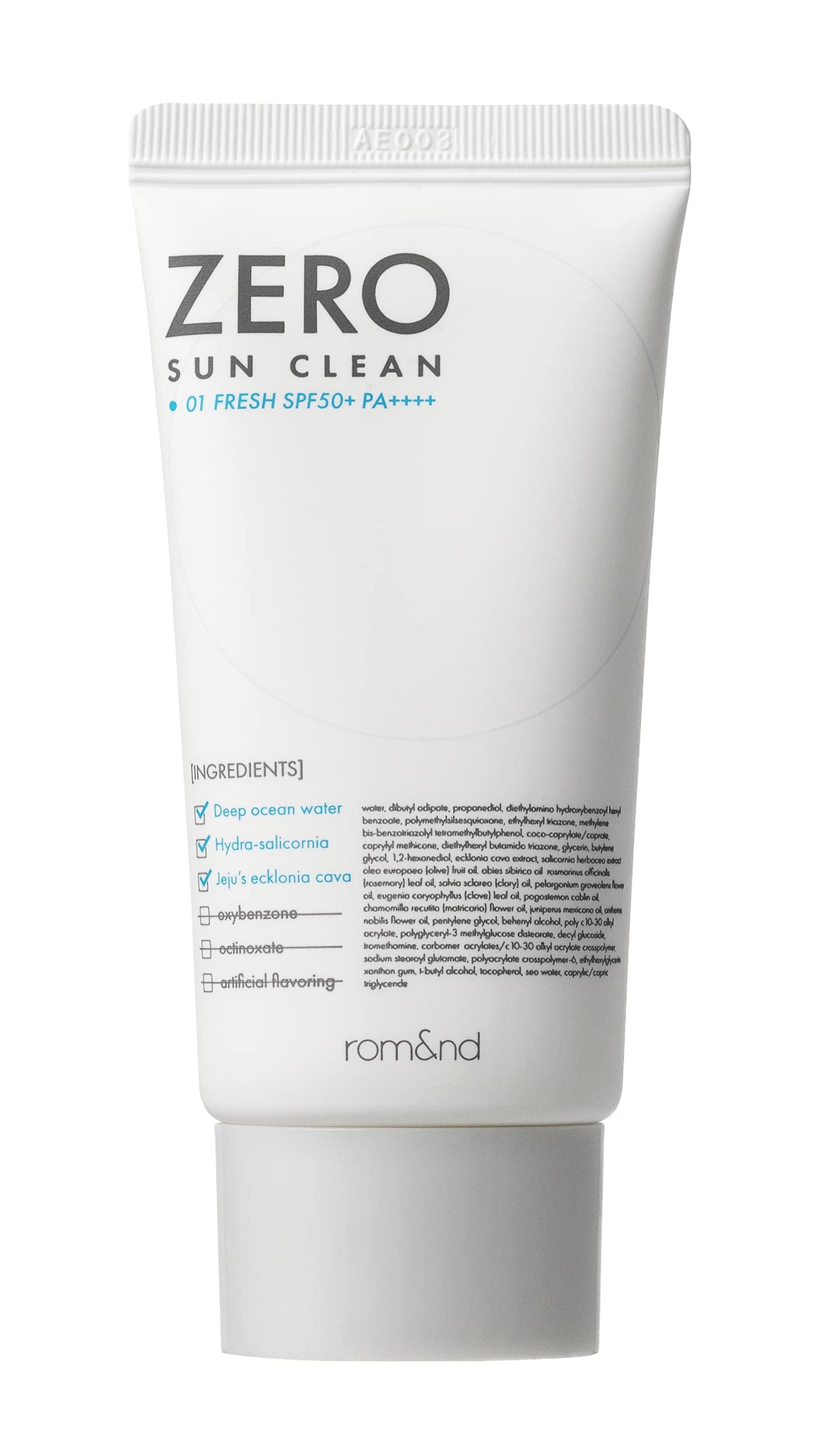 Rom&nd, Zero Sun Clean, Für alle Hauttypen, Vor Sonneneinstrahlung, Helle Sahne, Für das Gesicht, SPF 50+, 50 ml