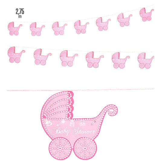 "ROSA KINDERWAGEN GIRLANDE" 2,75 m – Vorderansicht
