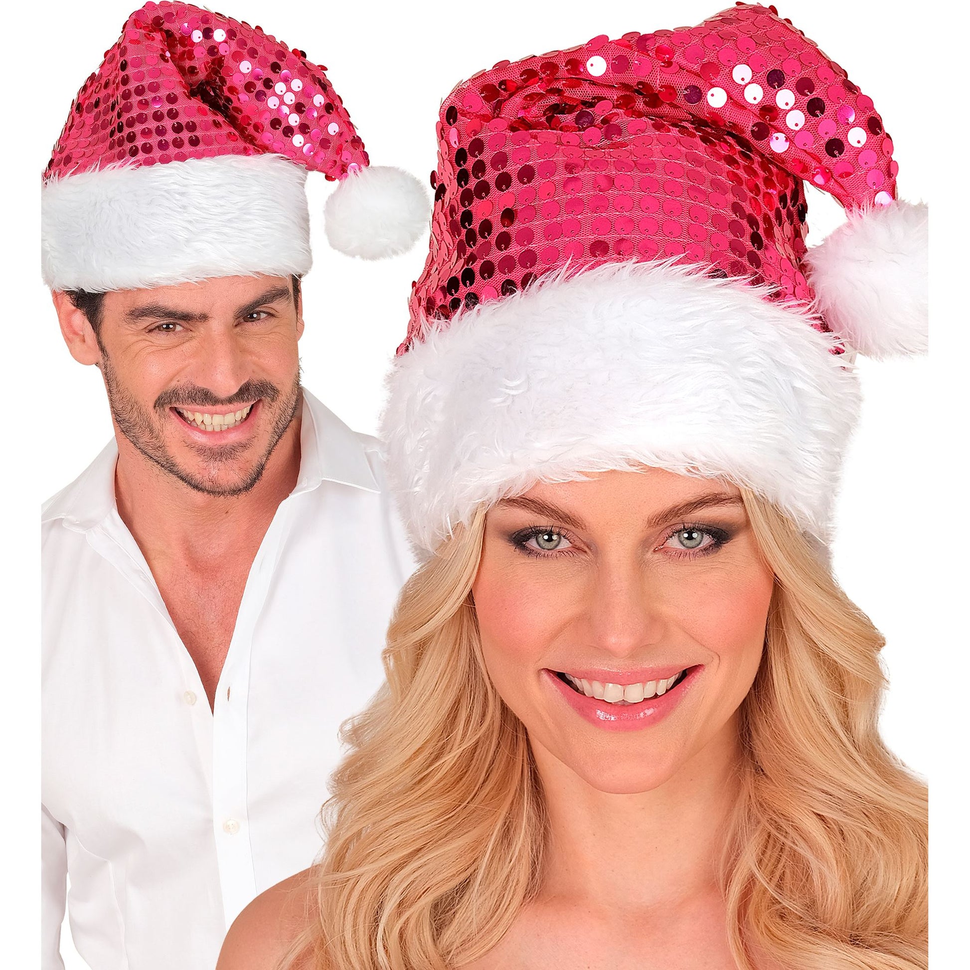 "ROSA WEIHNACHTSMANNMÜTZE MIT PLÜSCH & PAILLETTEN" – Ansicht 3