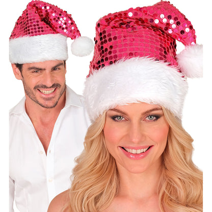 "ROSA WEIHNACHTSMANNMÜTZE MIT PLÜSCH & PAILLETTEN" – Ansicht 3