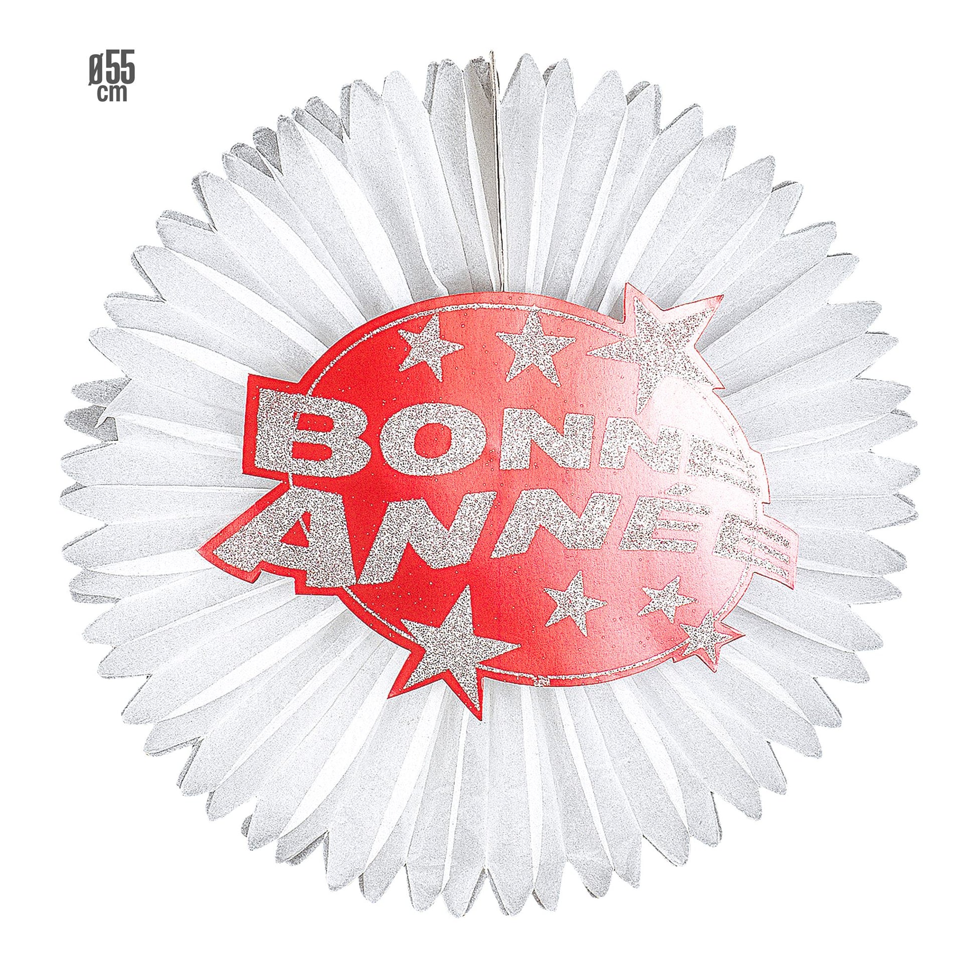 "ROSETTE BONNE ANNÉE ROT" Ø 55 cm – Vorderansicht