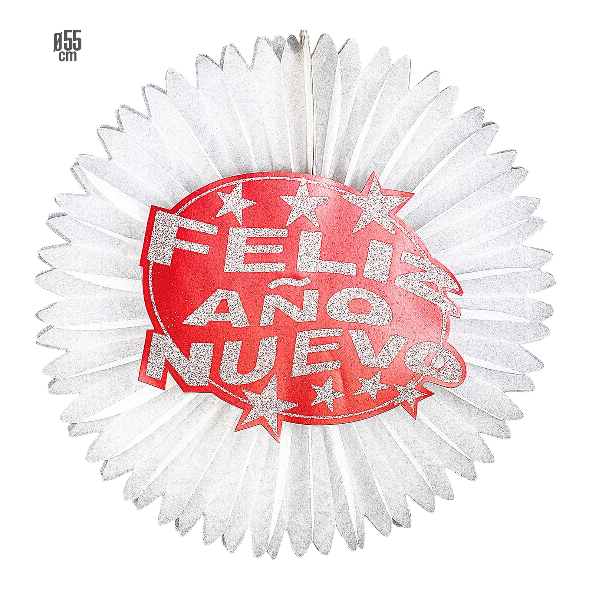 "ROSETTE FELIZ AÑO NUEVO ROT" Ø 55 cm – Vorderansicht