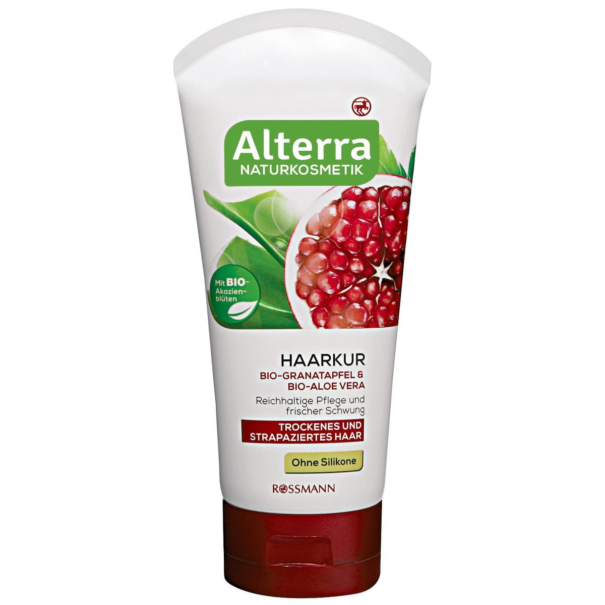 Rossmann, Alterra, Bio-Granatapfel und Bio-Aloe Vera, Haarcreme-Behandlung, Feuchtigkeit, Glanz, 150 ml *Tester