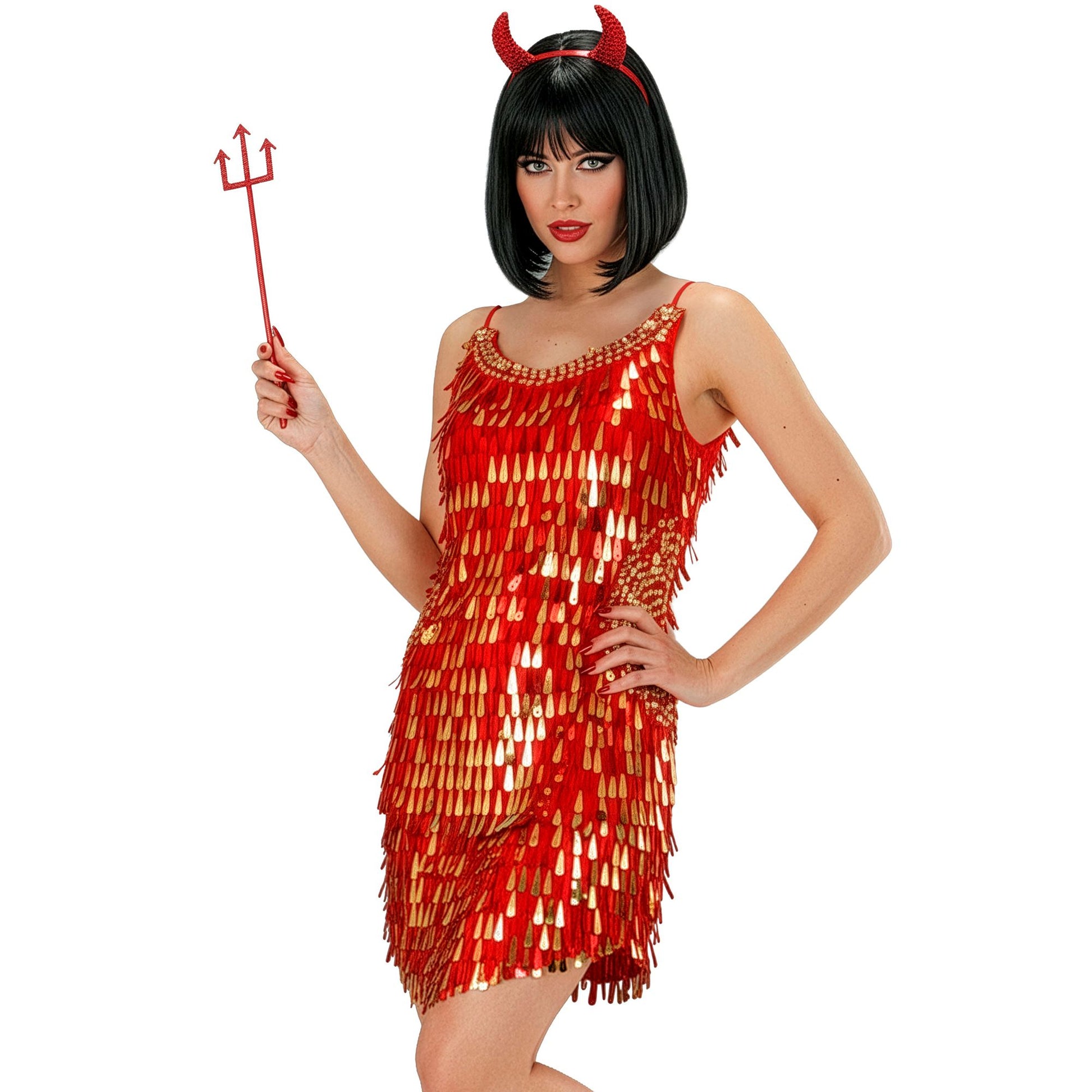 "ROT-GOLDENES PAILLETTENKLEID" – Vorderansicht