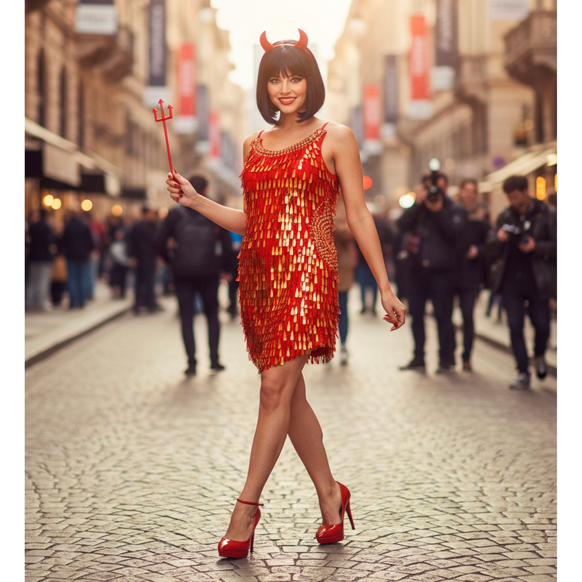 "ROT-GOLDENES PAILLETTENKLEID" – Ansicht 5